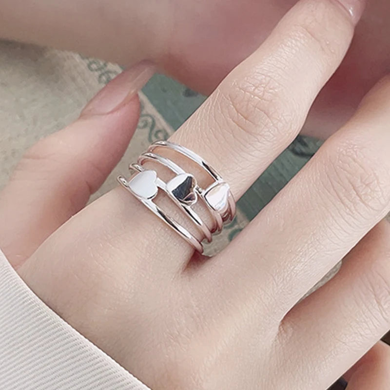 PANJBJ 925 Sterling Silver Pearl Irregular Ring for Women Shell Overlapping Hollow Sweet Design Jewelry Gift Dropshipping