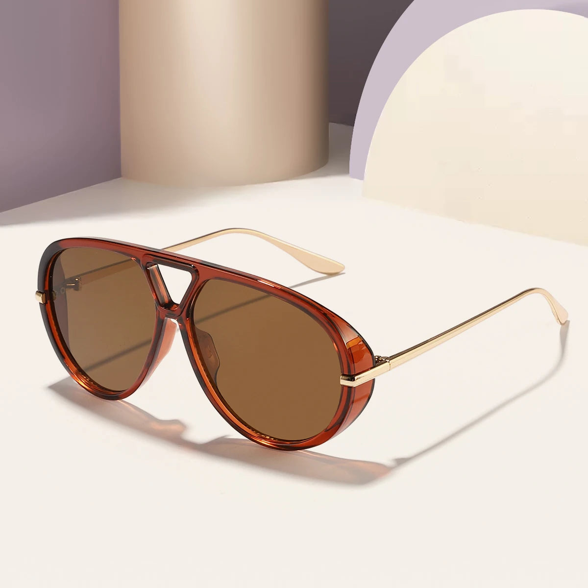 1 piece of men's and women's retro large frame classic double beam sunglasses, new motorcycle style, daily travel wear must-have