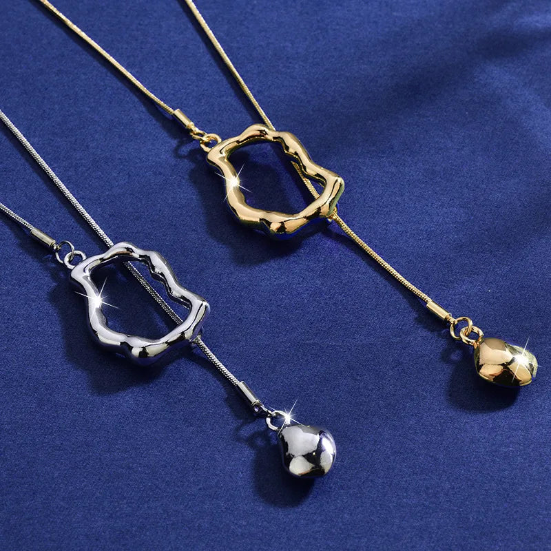 Yupsk Stainless Steel Irregular Y-shaped Long Necklace for Women Charm Party Accessories High-quality Fashion Pendant Gifts