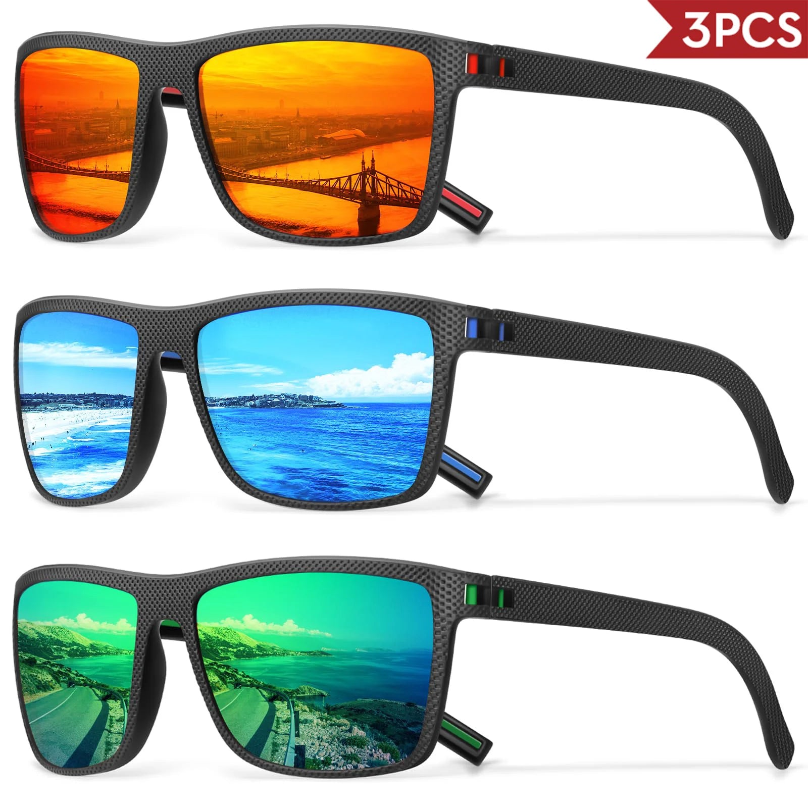 3/4 Pack New Designer Box Polarized Colorful Sunglasses for Men and Women Suitable for Driving, Fishing, Outdoor Sports UV400