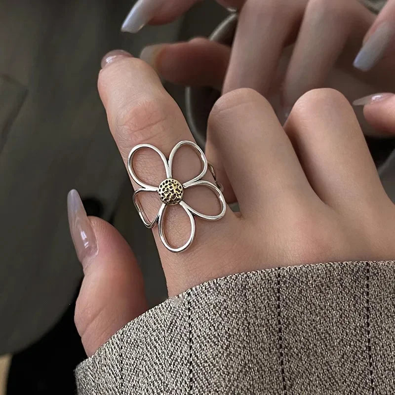 VENTFILLE 925 Sterling Silver Trend Arched Wide Ring For Female Geometry Punk Design Jewelry Asymmetric Gift Dropshipping