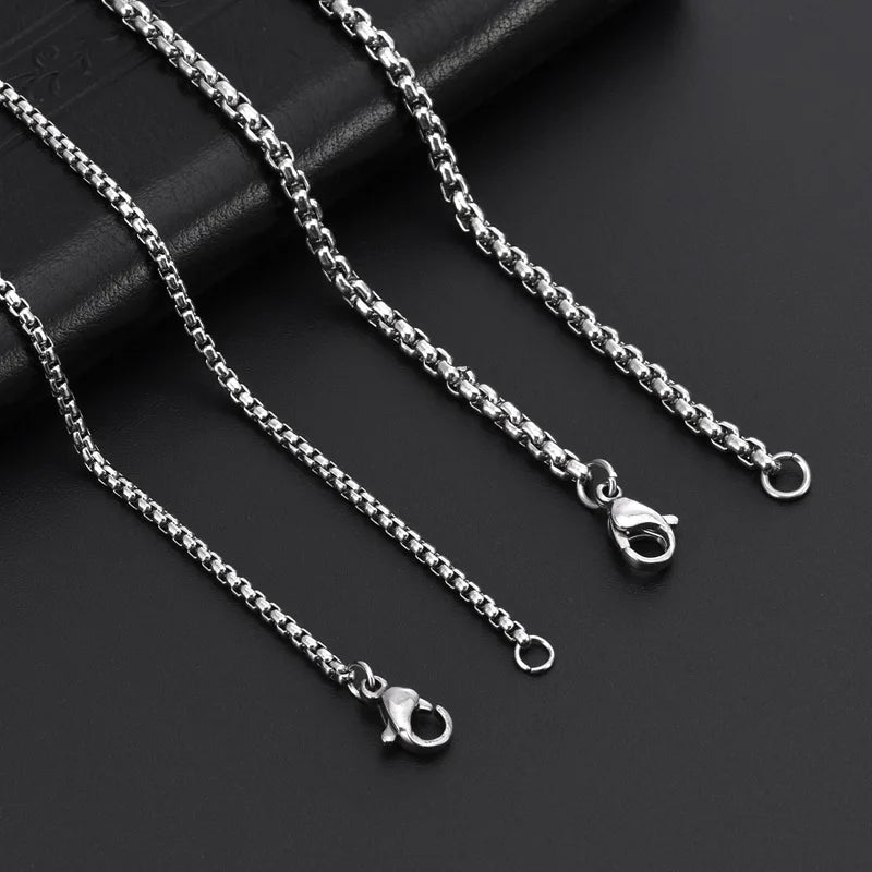 2-5MM Width Stainless Steel Square Rolo Chain Necklace For Women Round Box Choker Necklace Men Fashion Jewelry Accessories