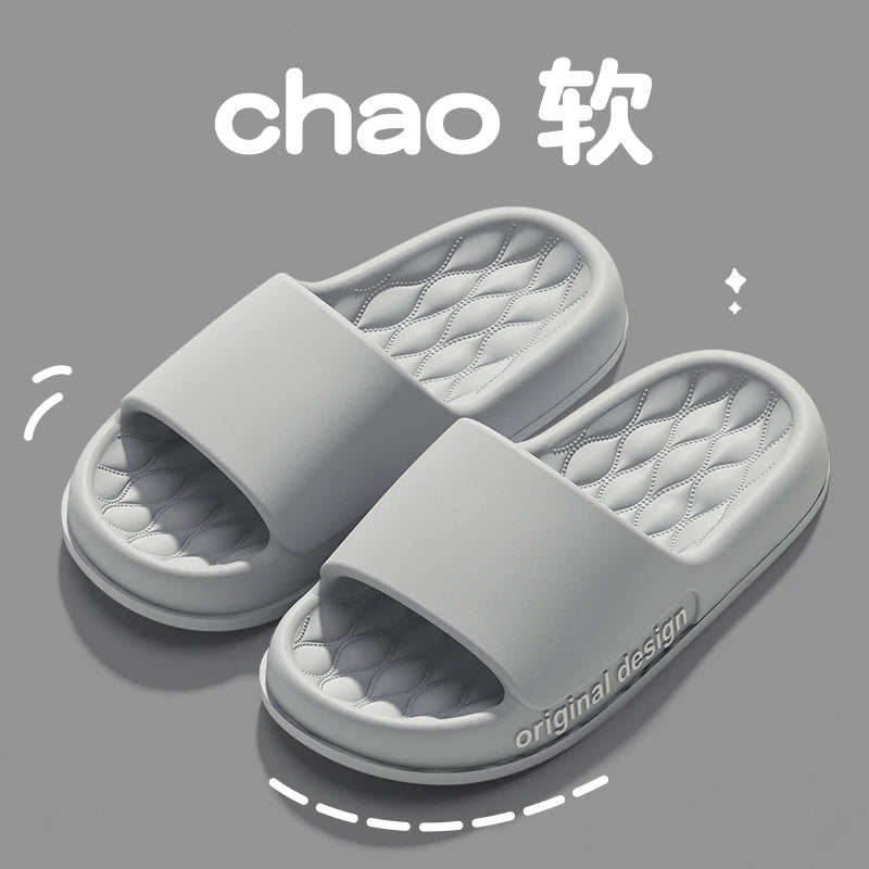 Men Trend New Summer Slippers Soft Non-slip Sole Cloud Sandals for Home Beach Indoor Outdoor