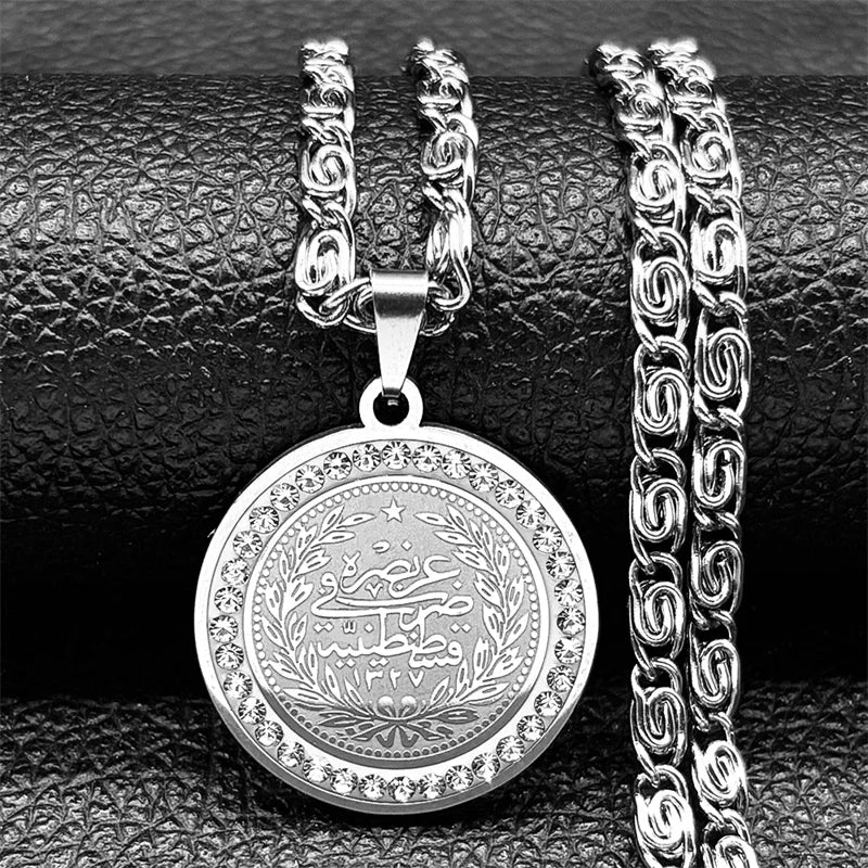 Colorful Crystal Saint Benedict Medal Necklace Women Men Stainless Steel Gold Color Chain Necklaces Jewelry San Benito N8391S05