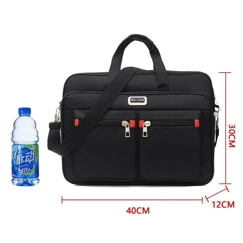 Men Large Capacity Business Briefcase Portable Versatile Shoulder Bag Multiple Pockets Handbag for Business & Casual Use