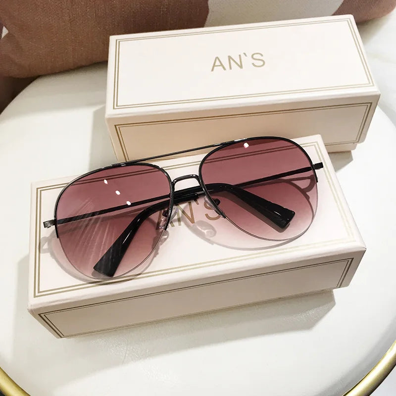 New Vintage Pilot Sunglasses Women Men Brand Round Sun Glasses Female Circular Eyewear Oculos De Sol for Male Female Eyeglasses