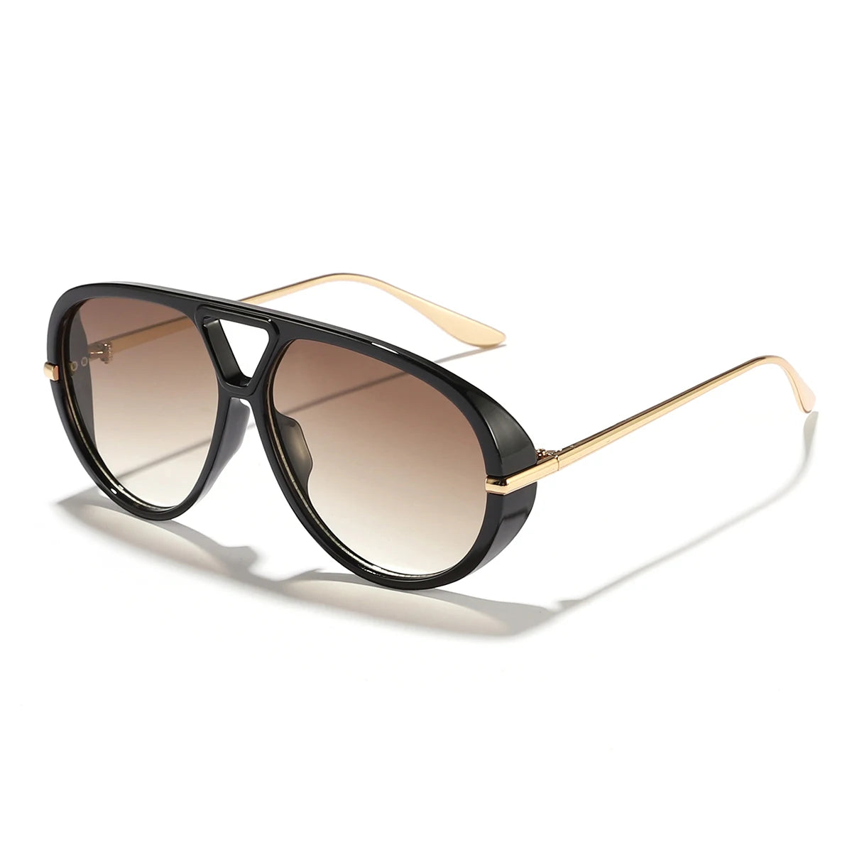 1 piece of men's and women's retro large frame classic double beam sunglasses, new motorcycle style, daily travel wear must-have