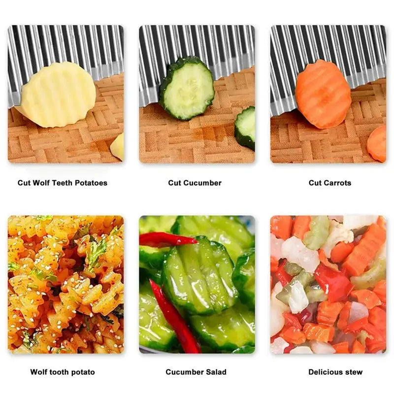 For kitchen, women's stainless steel potato chips knives, professional chef knife cutter potato chips barbecue kitchen utensils