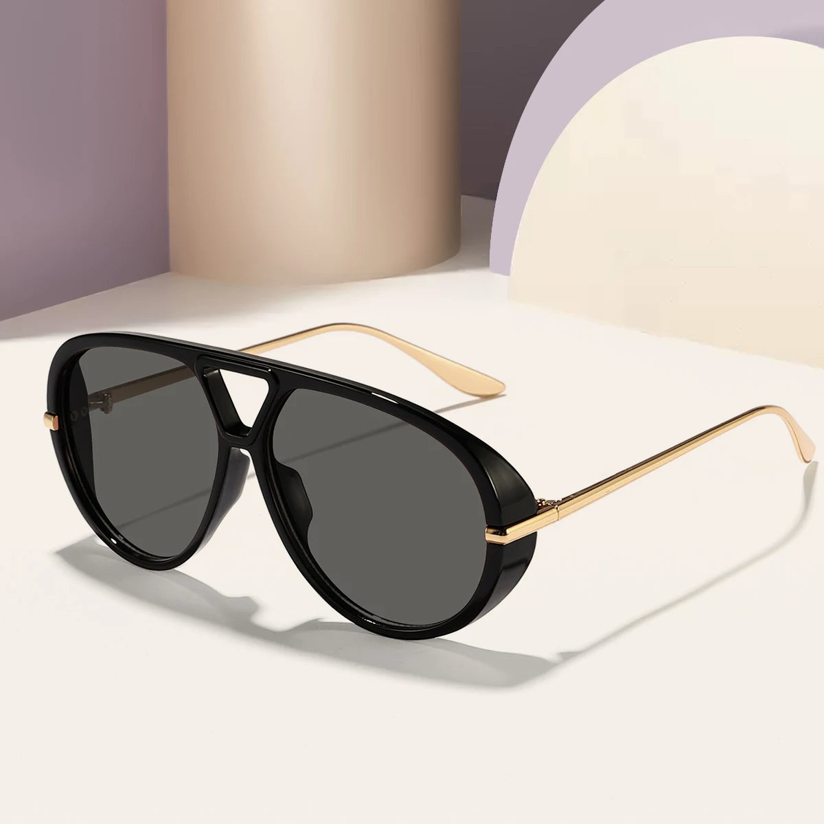 1 piece of men's and women's retro large frame classic double beam sunglasses, new motorcycle style, daily travel wear must-have