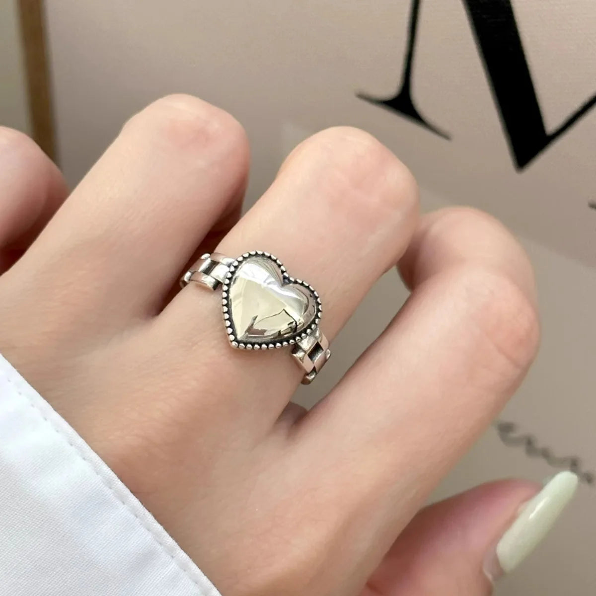 925 Sterling Silver Open Finger Ring Punk Heart Irregular Geometric Stackable For Women Girl Jewelry Gift Dropship Wholesale