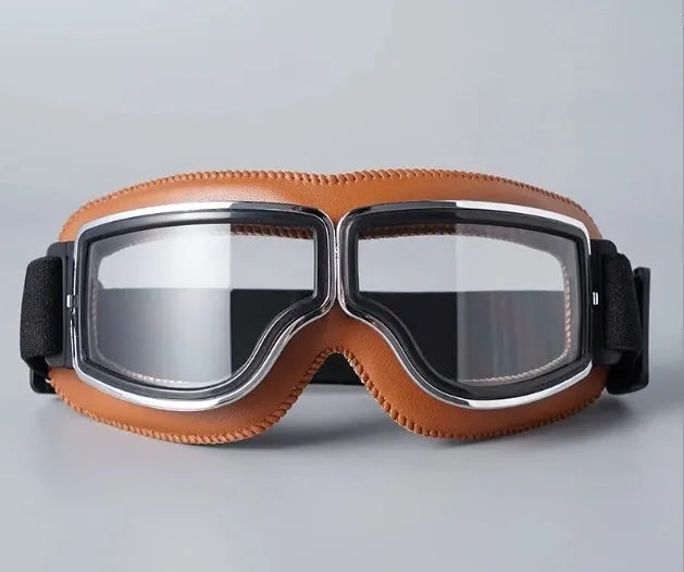 Motorcycle Glasses Windproof Motorcycle Helmet Glasses Sunglasses Retro Universal Folding Leather Retro Motorcycle Accessories