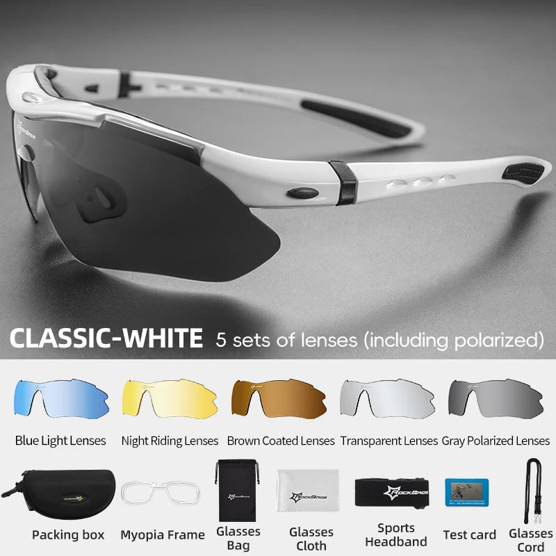 ROCKBROS Cycling Polarized glasses Bike Photochromic Outdoor Sports Sunglasses MTB PC Goggles Eyewear 5/3 Lens Bicycle Accessory