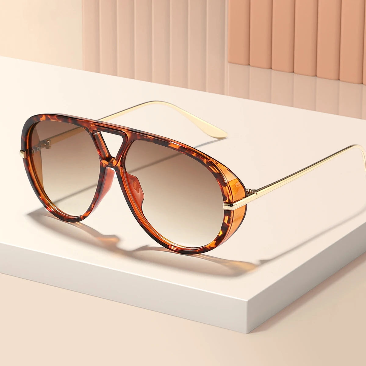 1 piece of men's and women's retro large frame classic double beam sunglasses, new motorcycle style, daily travel wear must-have