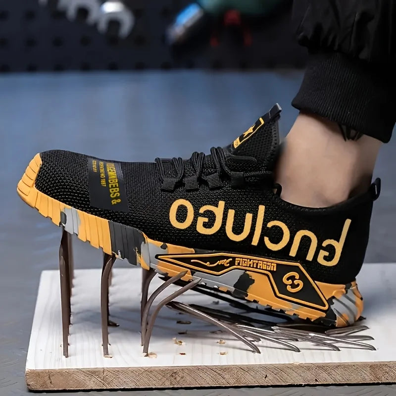 Steel Toe Anti-Puncture Men's Safety Shoes Reinforced Sole Slip Resistant Shoes Man Lightweight Breathable Men's Work Shoes