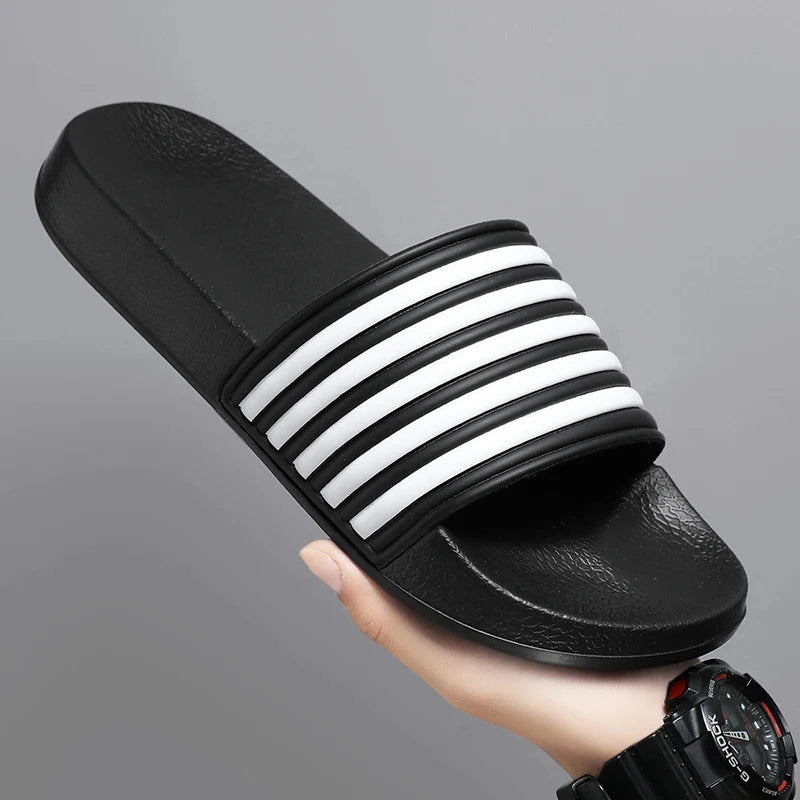 New anti slip sandals for indoor and outdoor walking, men's and women's beach shoes, striped summer men's shoes, couple's beach