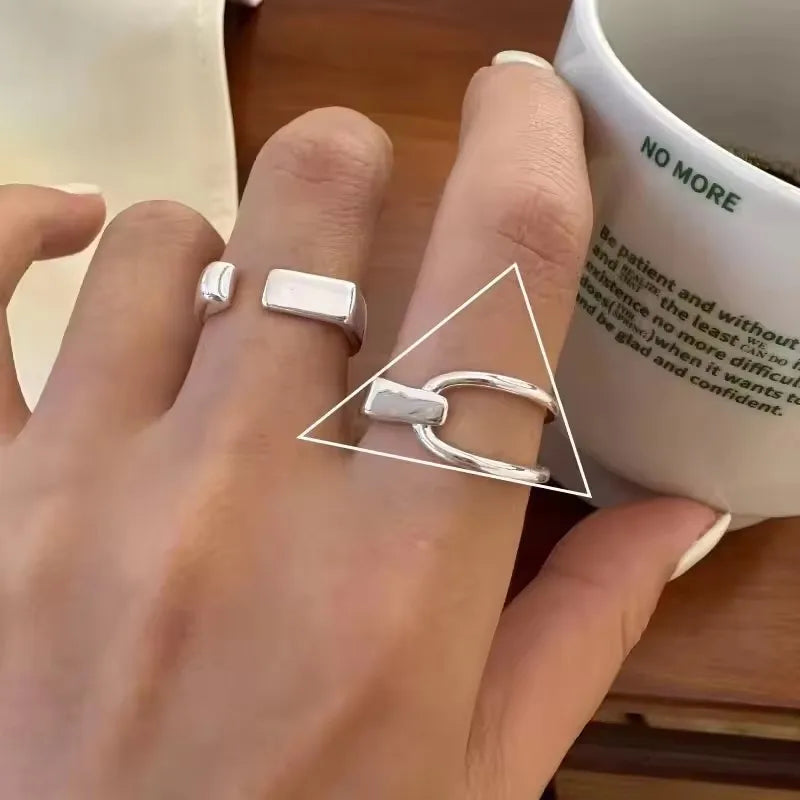 VENTFILLE 925 Sterling Silver Trend Arched Wide Ring For Female Geometry Punk Design Jewelry Asymmetric Gift Dropshipping