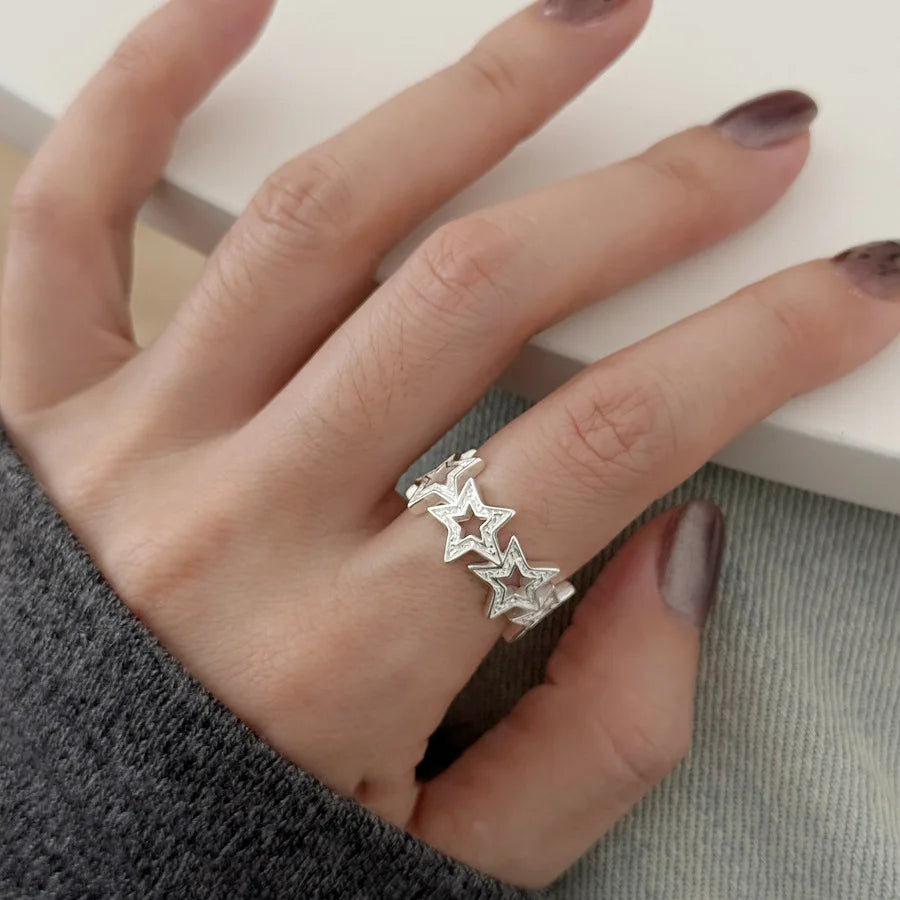 VENTFILLE 925 Sterling Silver Trend Arched Wide Ring For Female Geometry Punk Design Jewelry Asymmetric Gift Dropshipping