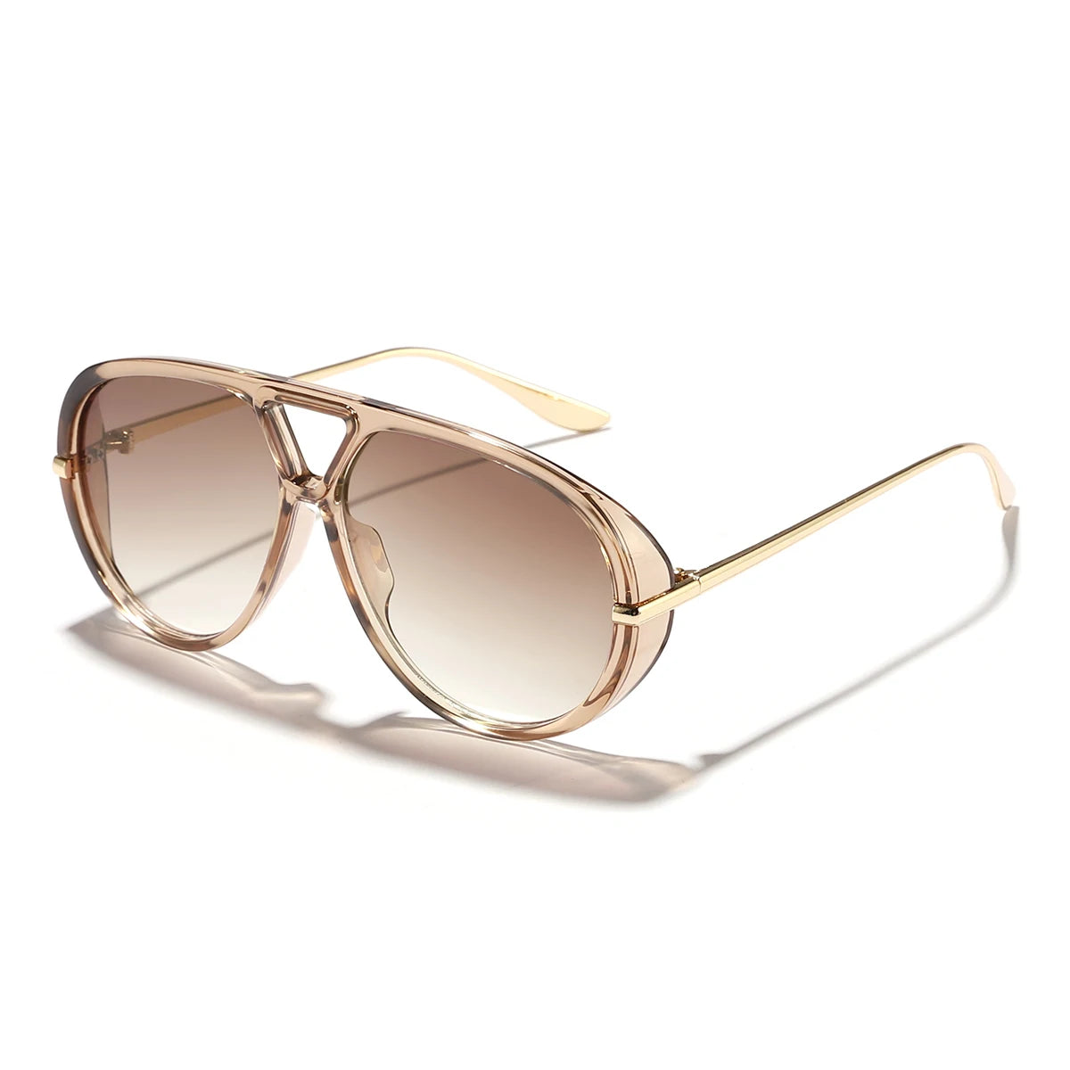 1 piece of men's and women's retro large frame classic double beam sunglasses, new motorcycle style, daily travel wear must-have