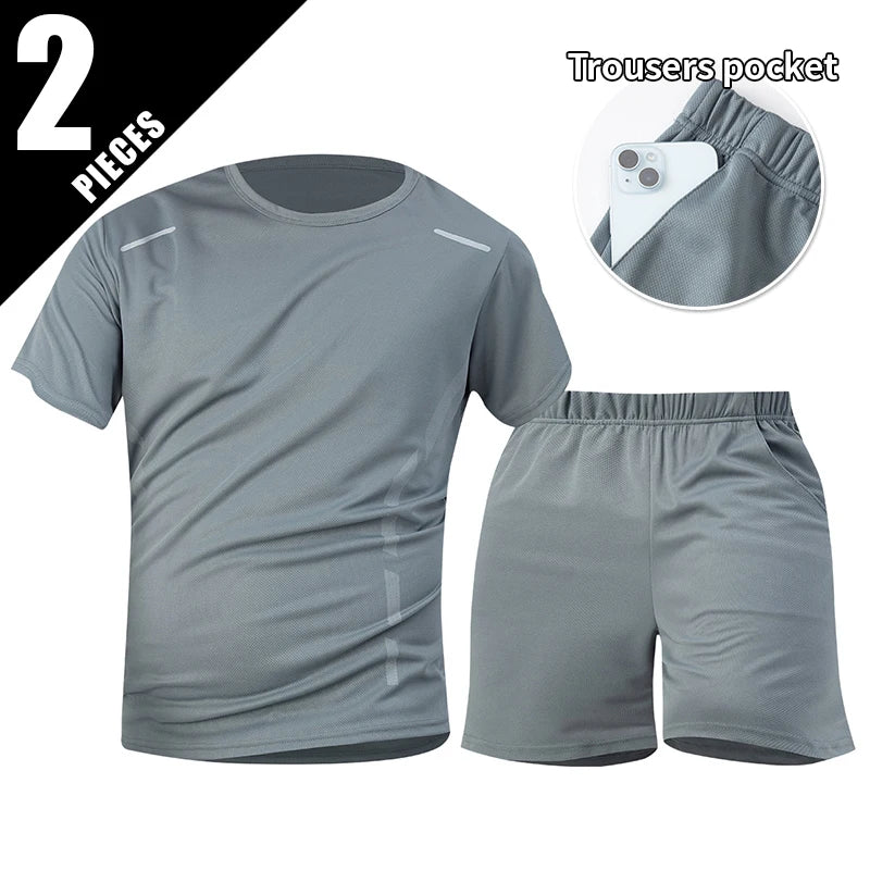 1/2/4Pcs Men's Summer Solid Color Mix And Match Short-sleeved Young Men's Loose Quick-drying Sports Running Shirt Middle-aged T-