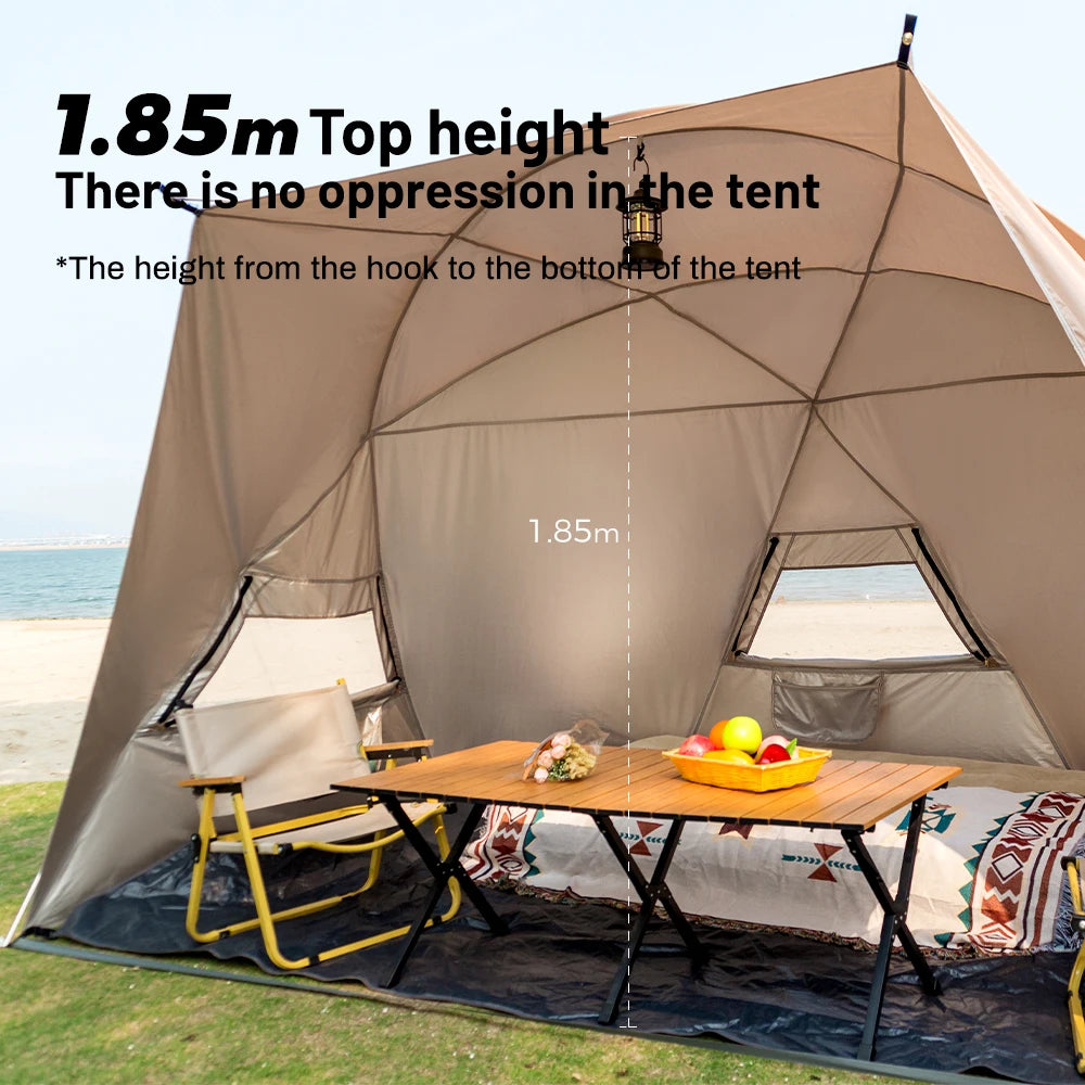 Sonuto Outdoor 4-7 People Camping Park Beach Tent Vinyl Sunscreen Folding Portable Canopy Rainproof And Sunscreen Shelter