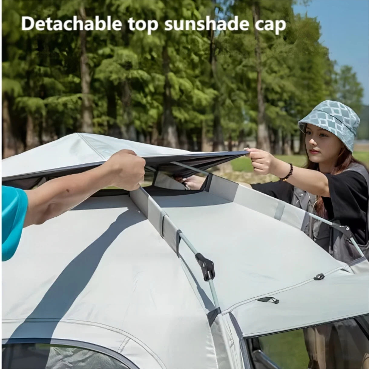 Pop up tents for camping waterproof Portable Windproof tents for camping 4 person family tent with Skylight,Upgraded Large Size