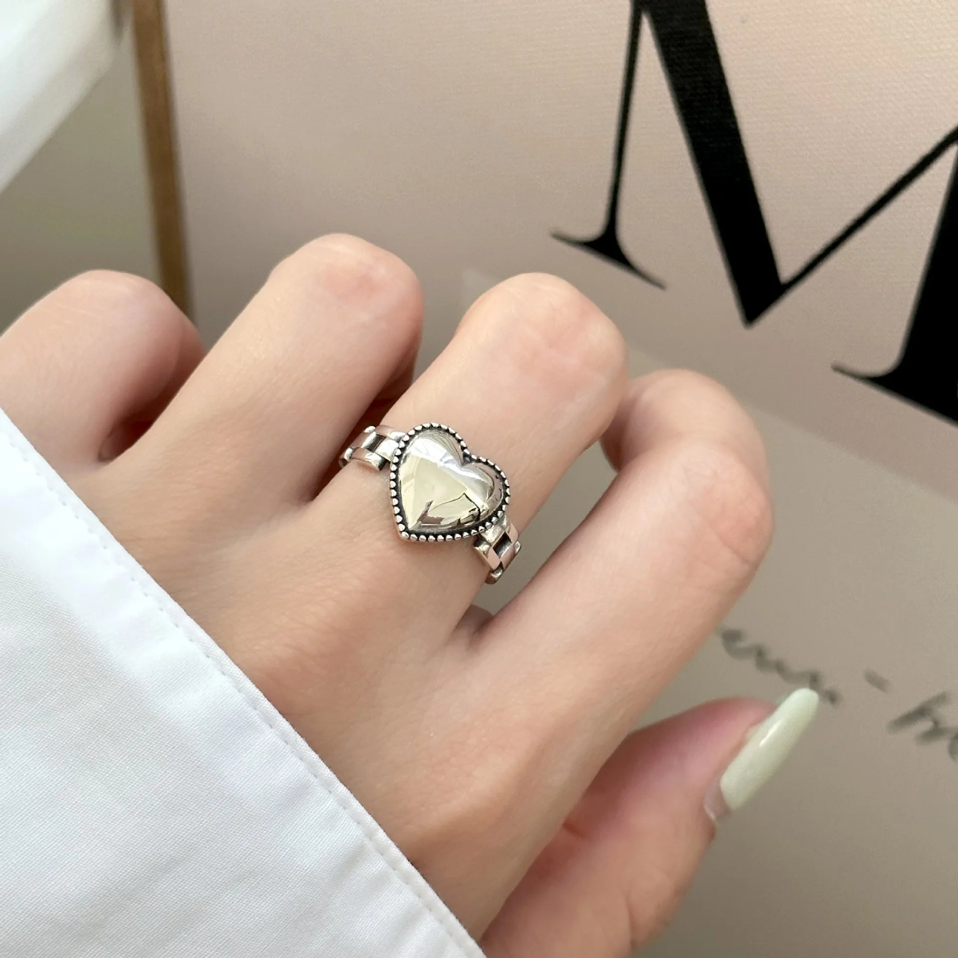 VENTFILLE 925 Sterling Silver Trend Arched Wide Ring For Female Geometry Punk Design Jewelry Asymmetric Gift Dropshipping