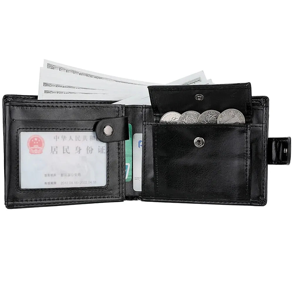 Men's Wallet Large Capacity Multi-Function Short Wallet Multi-slot Zipper Coin ID Credit Card Holder Men's Wallet