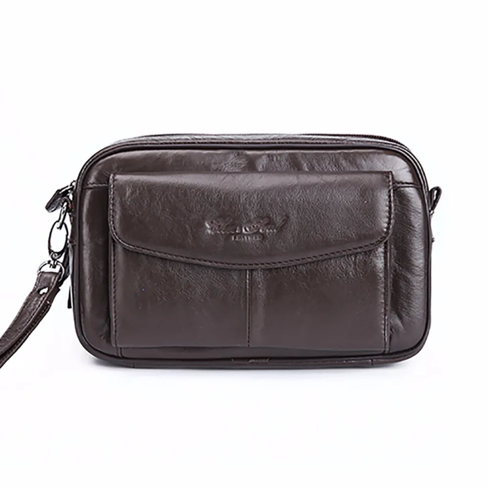 100% Genuine Leather Handy Wrist Wallet Mobile Phone Case Cigarette Purse Pouch First Layer Cowhide Men Business Clutch Bag New