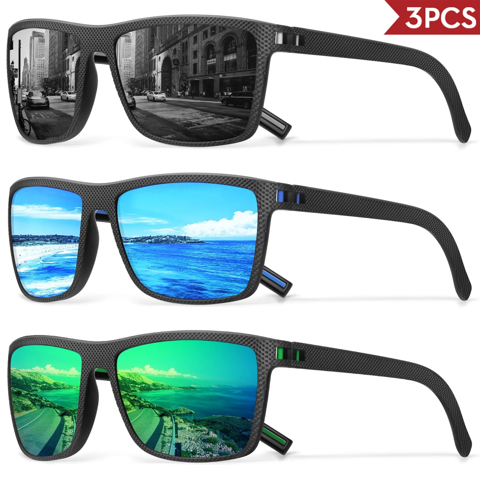 3/4 Pack New Designer Box Polarized Colorful Sunglasses for Men and Women Suitable for Driving, Fishing, Outdoor Sports UV400