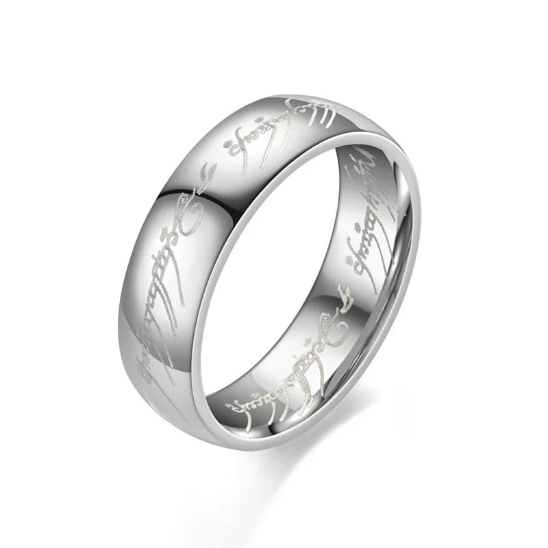 6MM Stainless Steel Laser Engraving Exquisite Couples Wedding Rings, Men And Women Fashion Movie Jewelry Gifts Wholesale