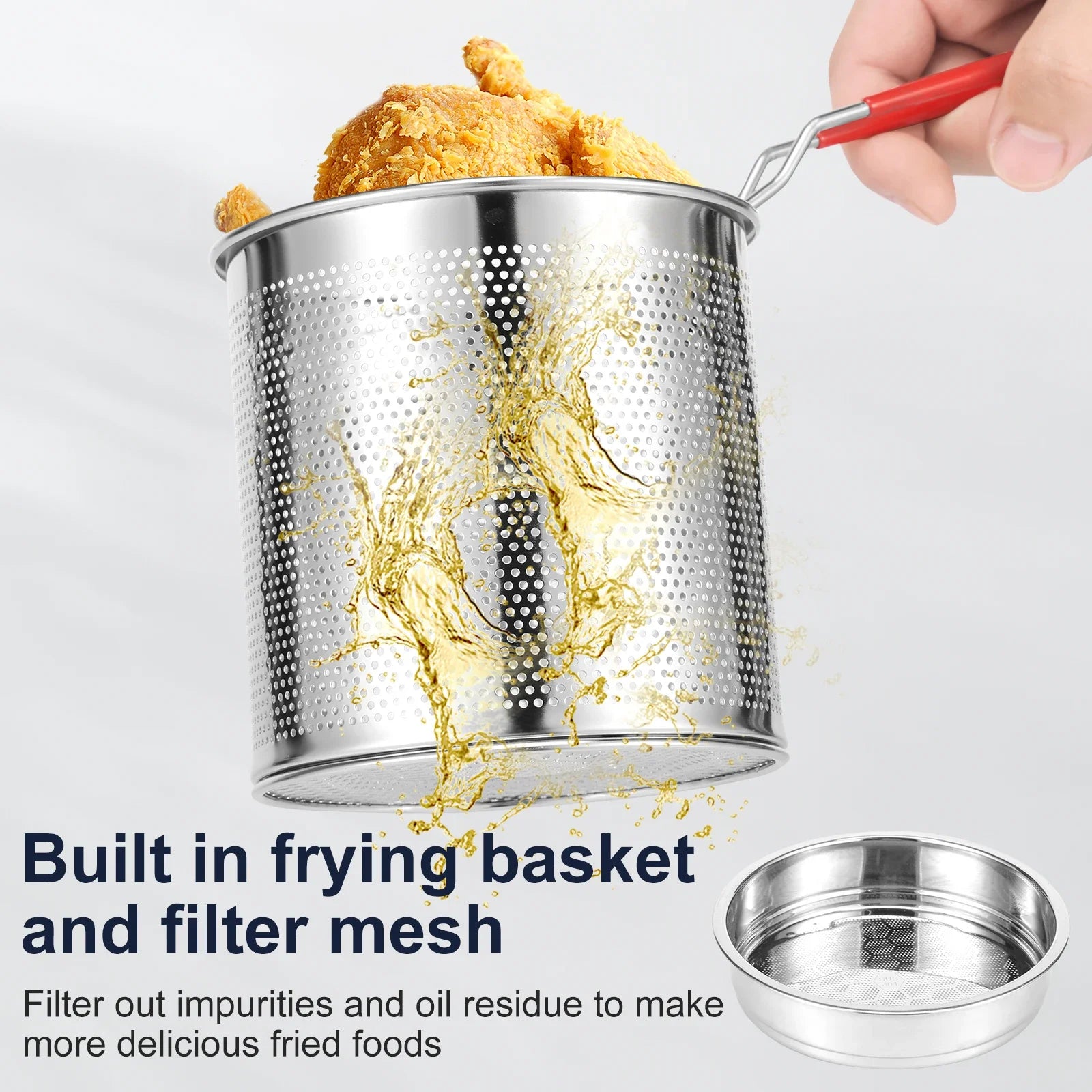 Stainless Steel Deep Fryer with Frying Basket Multifunctional Oil Fryer Pot Kitchen Specific Frying Chicken Fries Cooking Tools