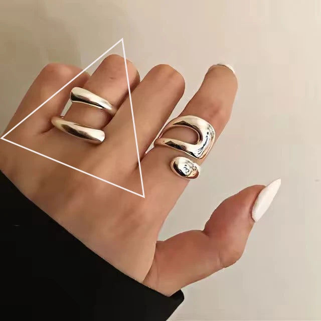 VENTFILLE 925 Sterling Silver Trend Arched Wide Ring For Female Geometry Punk Design Jewelry Asymmetric Gift Dropshipping
