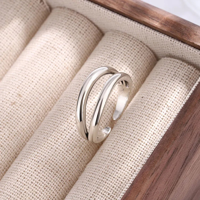 New in 925 Sterling Silver Geometry Simple Adjustable Rings For Women Luxury Jewelry Wholesale Accessories Jewellery Moneys 925