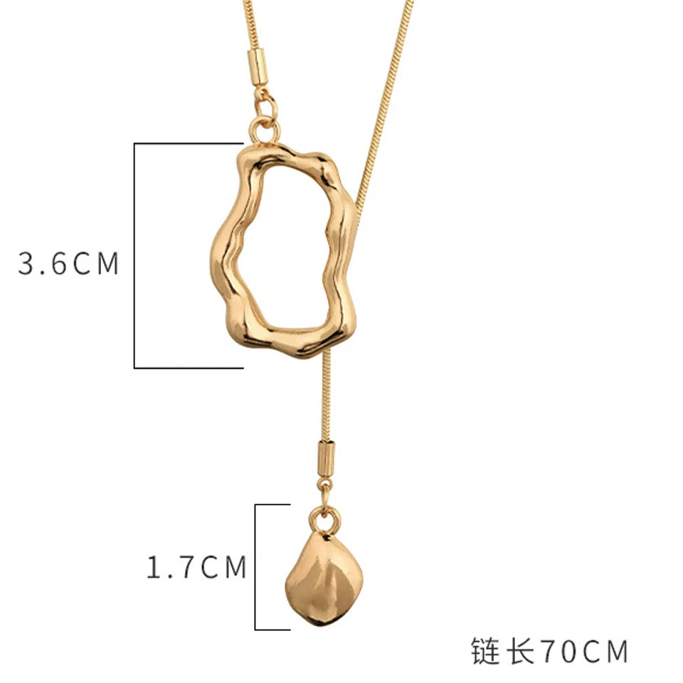 Yupsk Stainless Steel Irregular Y-shaped Long Necklace for Women Charm Party Accessories High-quality Fashion Pendant Gifts