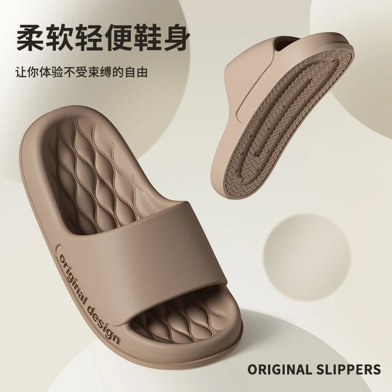 Men Trend New Summer Slippers Soft Non-slip Sole Cloud Sandals for Home Beach Indoor Outdoor