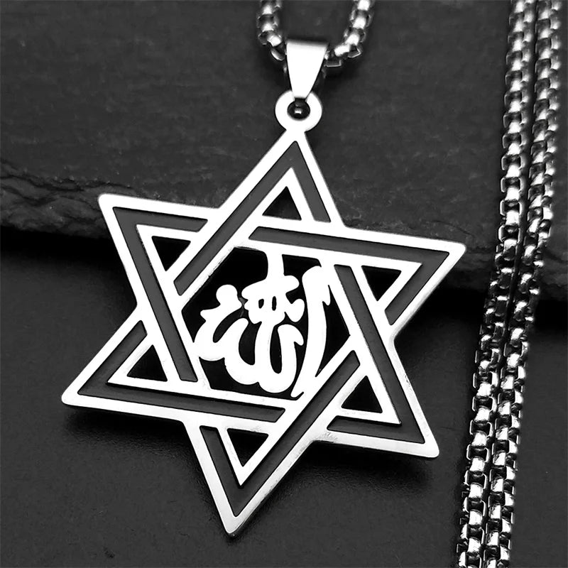 Hebrew Star of David Pendant Necklace for Women Men Stainless Steel Gold Silver Color Jewish Bless Male Chain Jewelry
