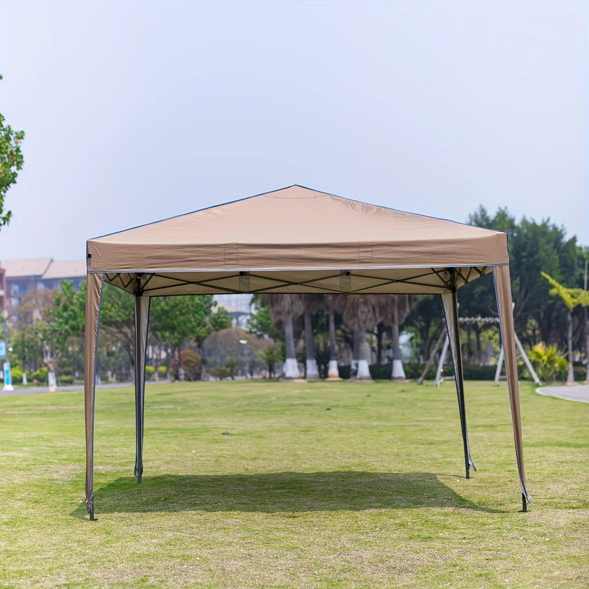 Outdoor pop-up canopy Gazebo Tent beach camping instant canopy 10x10 feet (khaki color) Convenient to carry