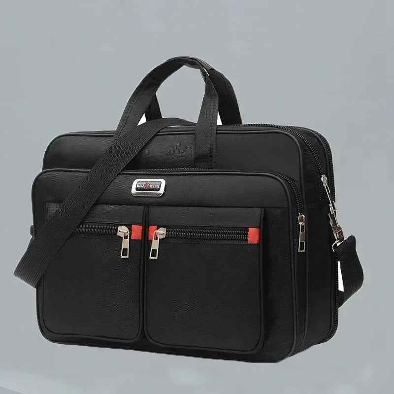 Men Large Capacity Business Briefcase Portable Versatile Shoulder Bag Multiple Pockets Handbag for Business & Casual Use