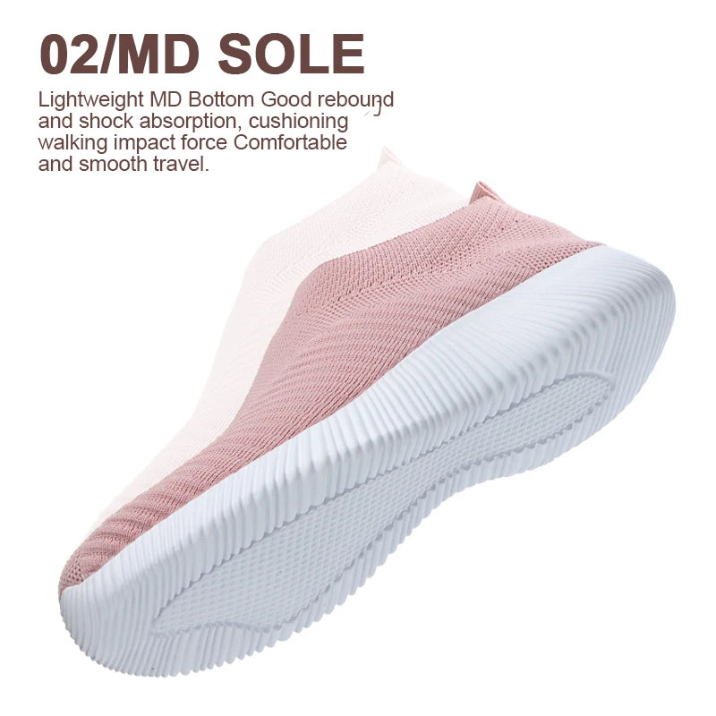 New Pink Women Shoes Soft Sneakers Lightweight And Comfortable Women Slip On Lazy Loafers Walking Shoes For Women Size 36-42