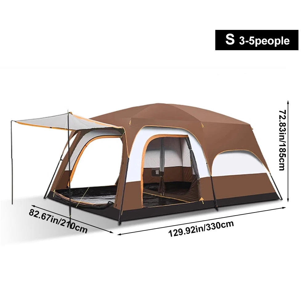 Upgraded 4 Season Camping Tent 3-12 Person Waterproof Windproof Double Layer 2 Room Family Outdoor Backpacking Equipment