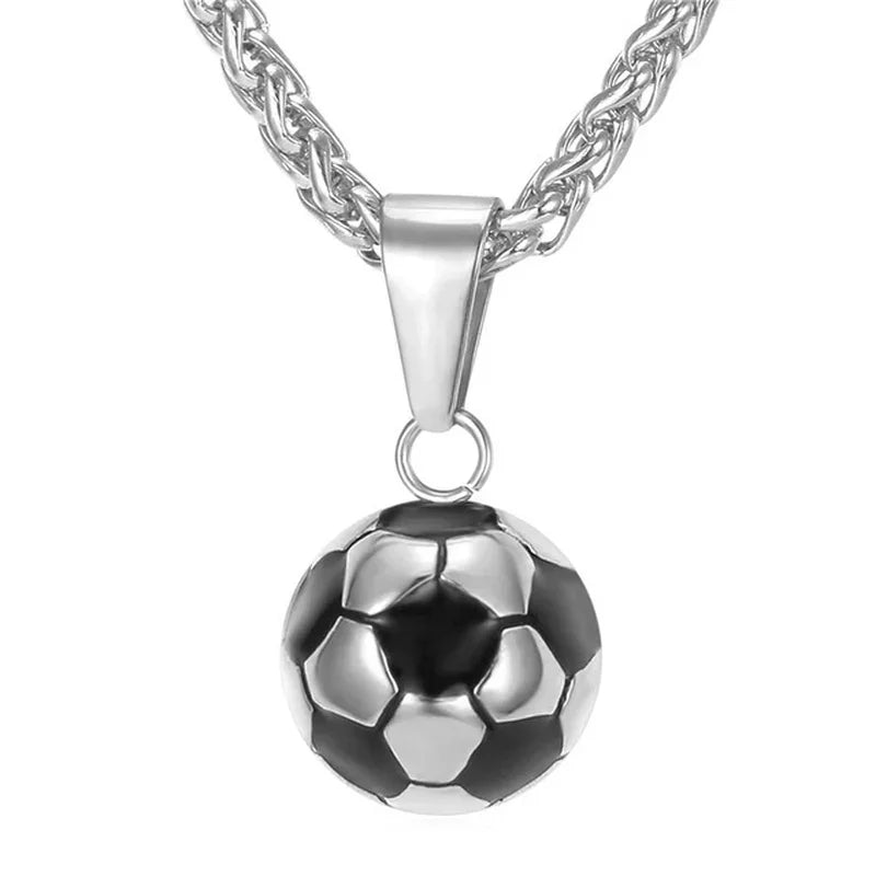 Sports Product Football Necklace with Stainless Steel Chain Necklace Football Boy's Gift Necklace for Men