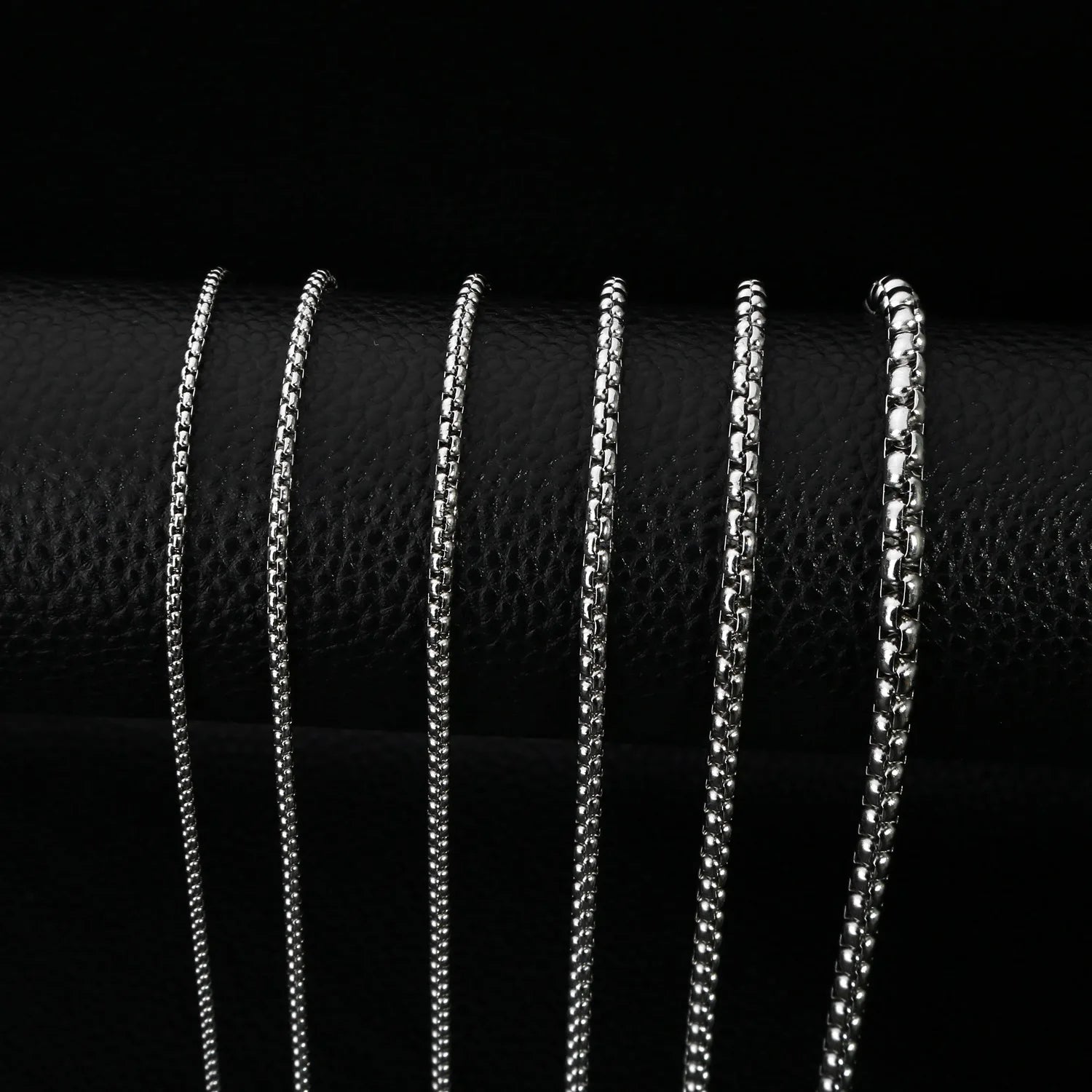 2-5MM Width Stainless Steel Square Rolo Chain Necklace For Women Round Box Choker Necklace Men Fashion Jewelry Accessories