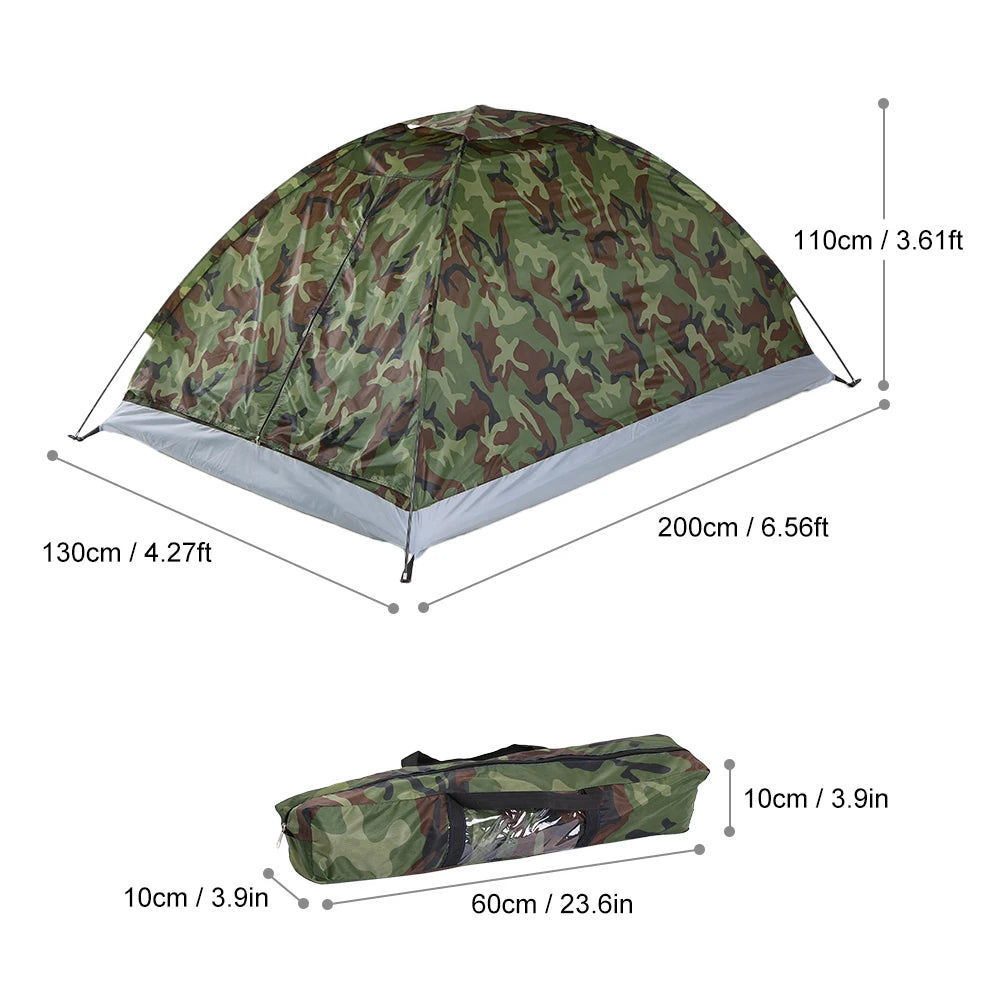 TOMSHOO Camping Tent for 2 Person Single Layer Outdoor Portable Camouflage Summer Tent for Outdoor Camping Traveling Tent